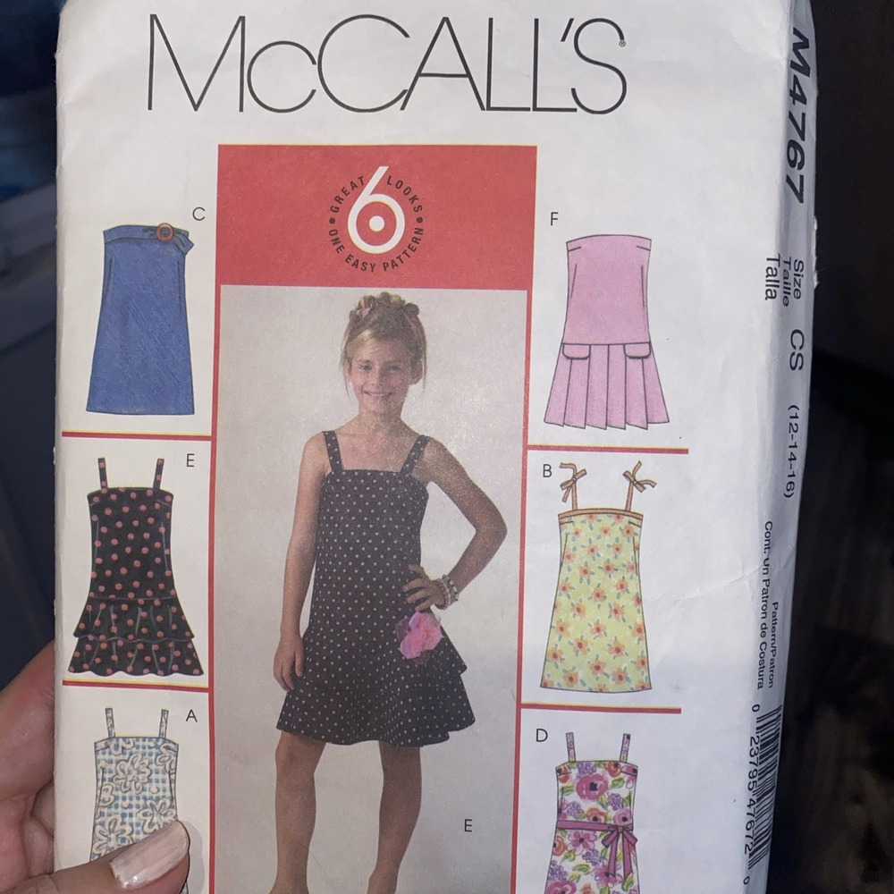 2005 McCall’s Girls Dress Sewing Pattern M4767 Size 12-16 Cut Complete